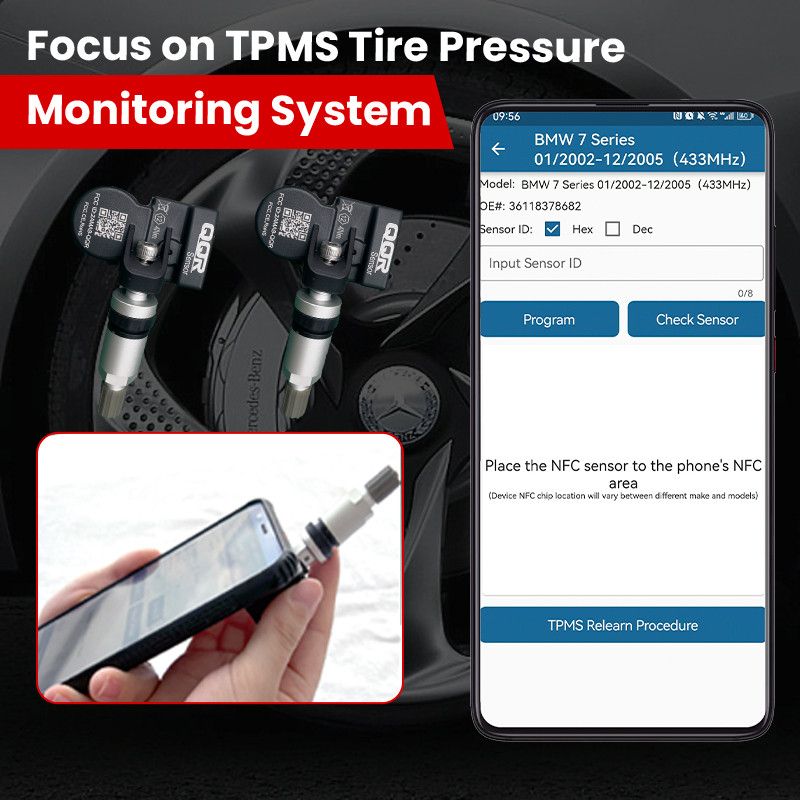products/1369/senzor za pritisaku gumama.jpg - UNIVERZALNI NFC TPMS SENZOR ZA MERENJE PRITISKA U GUMAMA - GUMENI S11 - Xenon Svetla Beograd